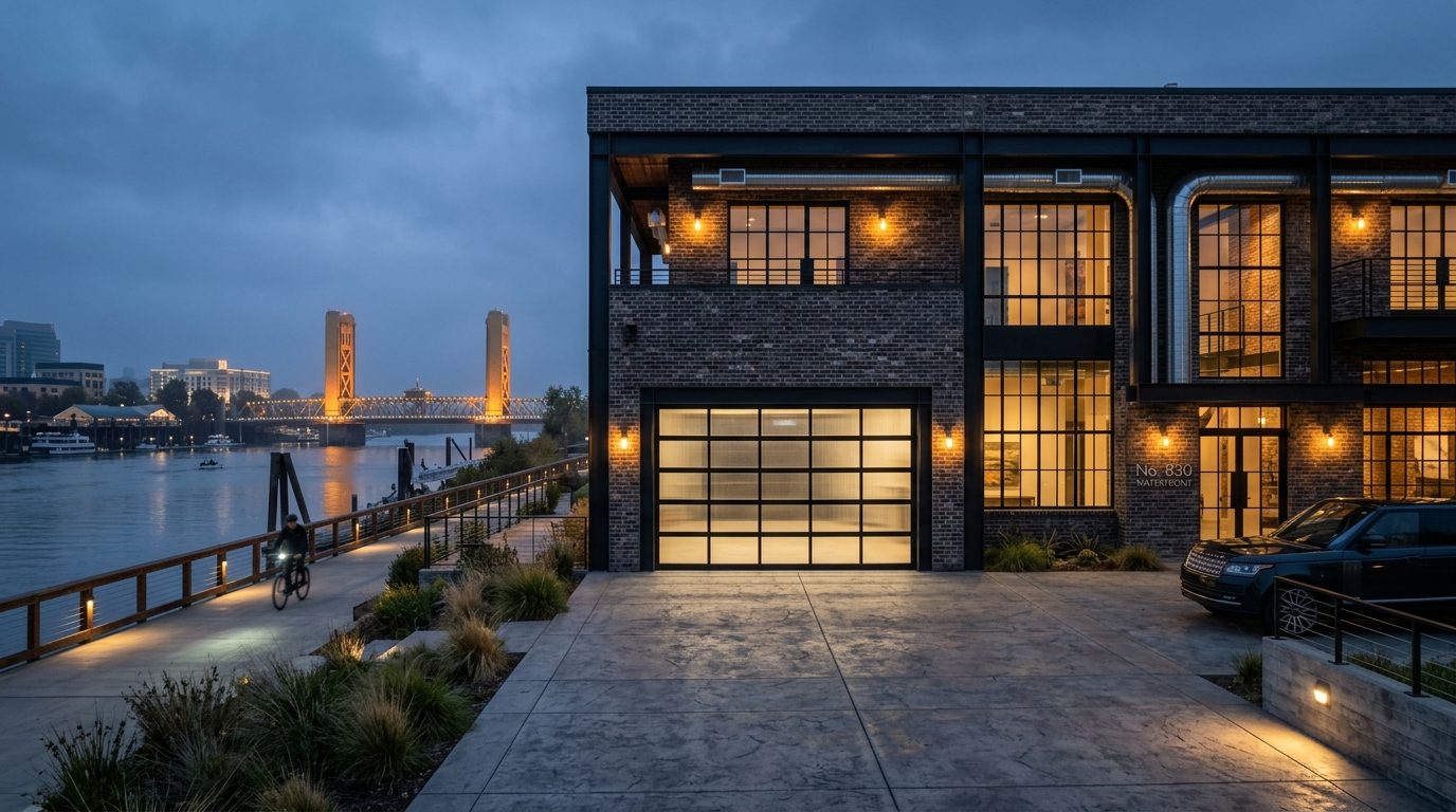 Patel Garage Door Services Exterior Closed Garage Door at Twilight